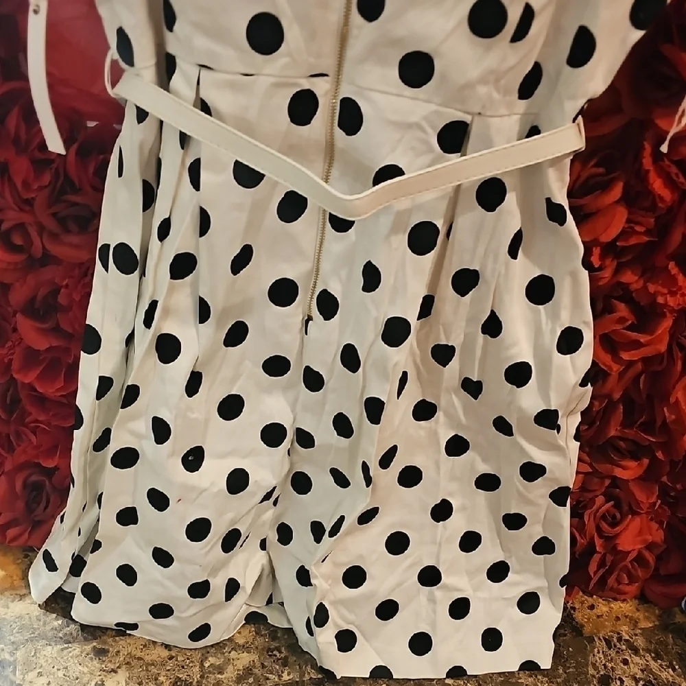 Mandee Girls NWT Polka Dot Sleeveless Belted Dress Size Large